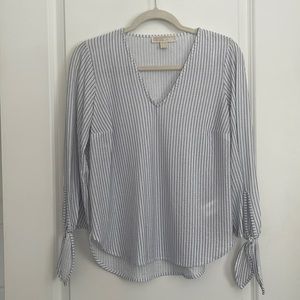 Michael Kors Blue And White Stripe Blouse